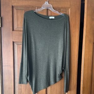 Elegant Asymmetrical Long Sleeve Top in Olive
